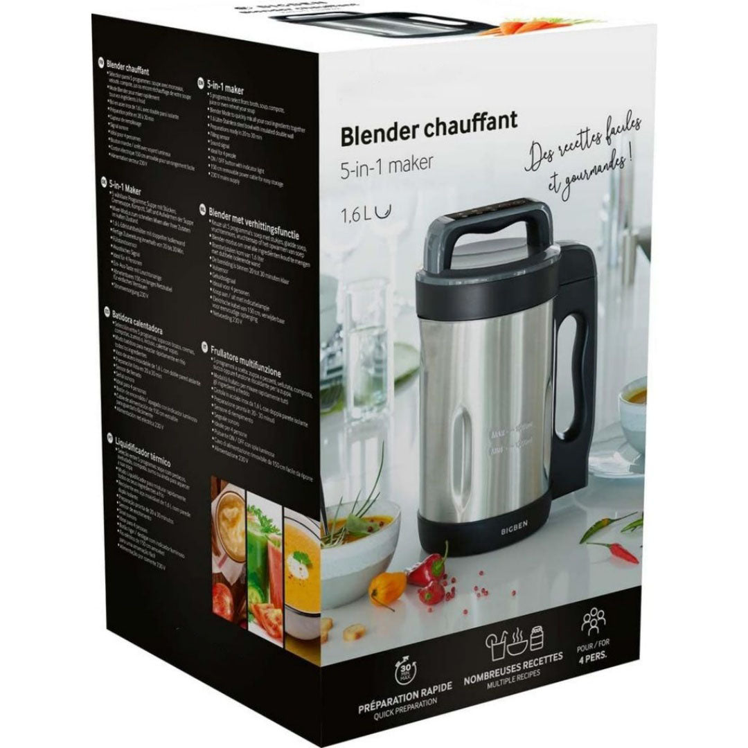Blender chauffant et machine a soupe pour camping en acier inoxydable 1800 w 6 l blanc
